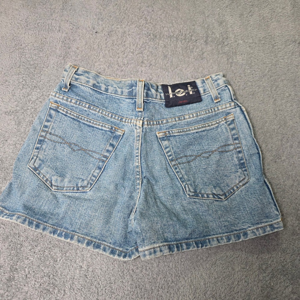 l.e.i. Womens Size 5 Denim Shorts Light Blue High Waistd Side Button 90s Vintage